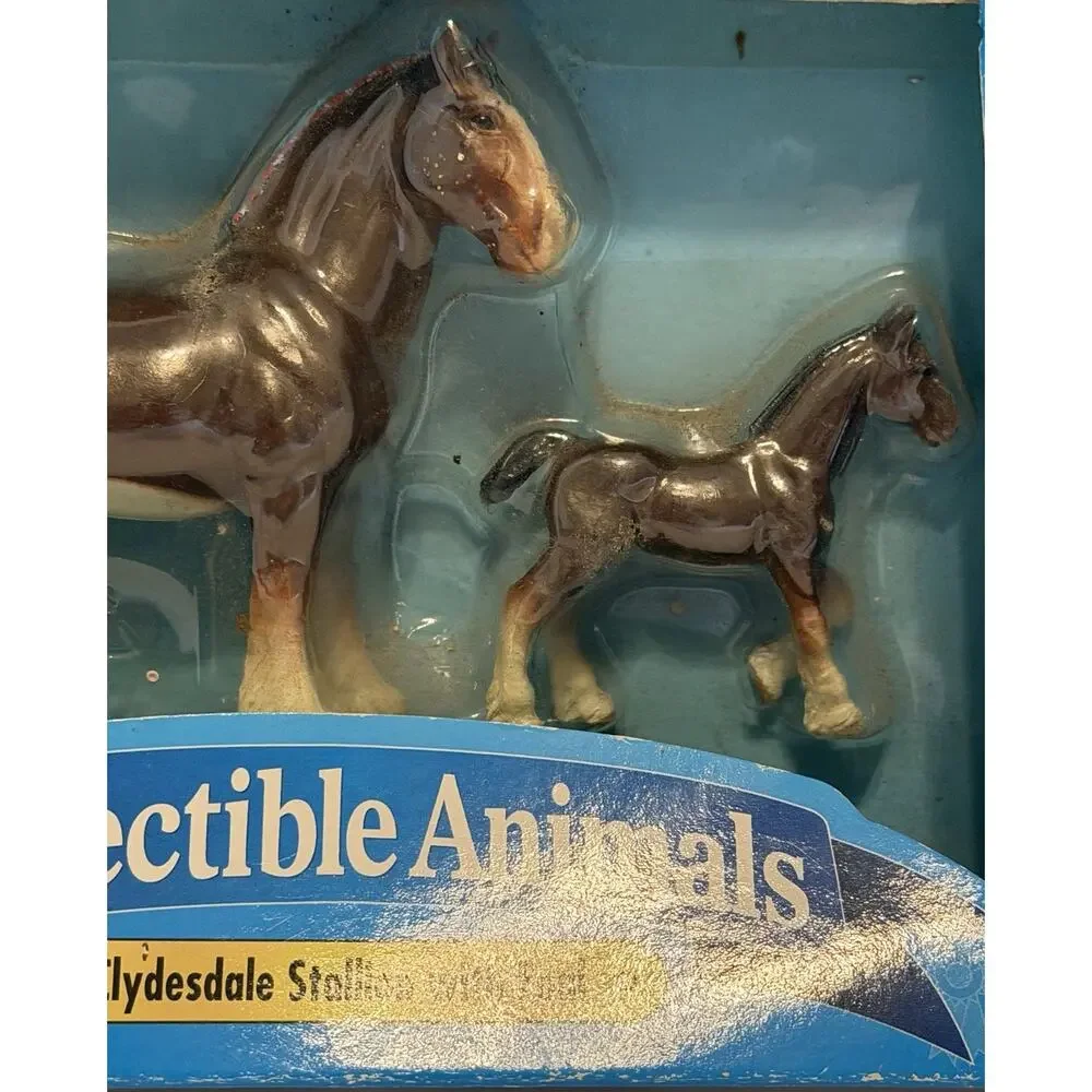 ERTL -Clydesdale Stallion With Foal 1995 Horse figurines NOS NIB VINTAGE